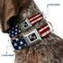 Buckle-Down Americana Rustic Stars & Stripes Seatbelt Buckle Dog Collar - 1" Wide, Fits 15-26" Neck