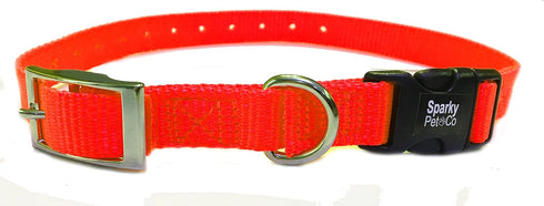 Sparky Pet Co ECollar Replacement Strap, Double Buckle Dog Collar, Rugged Nylon, Adjustable, Neon Orange