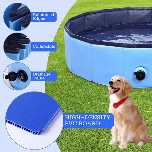 Swimming 48 12 Eooqi Foldable Dog Pool, Portable Pet Bath Tub and Kiddie Pool, Collapsible Bathtub for Puppies, Small