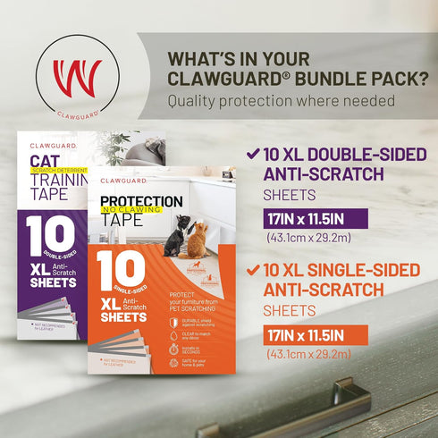 CLAWGUARD Bundle Pack, Dog Scratch Protection Tape and Cat Training Tape, Furniture Protector Pack