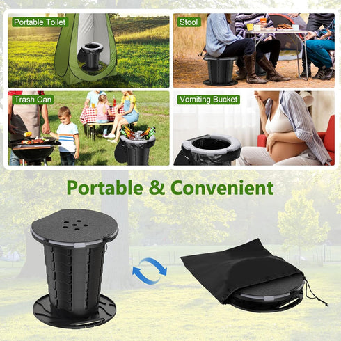 350LBS BLIKA Upgraded Retractable Portable Toilet with Soft Cushioned Seat, Foldable Camp Toilet for Adults & Kids