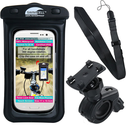 Waterproof Phone Holder Bike Handlebar Mount, 360 Degree Rotation for iPhone, Samsung, Android, IPX8