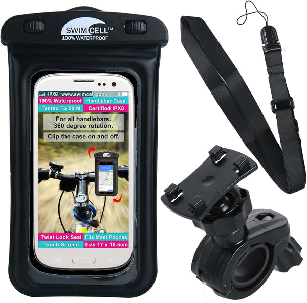 Waterproof Phone Holder Bike Handlebar Mount, 360 Degree Rotation for iPhone, Samsung, Android, IPX8