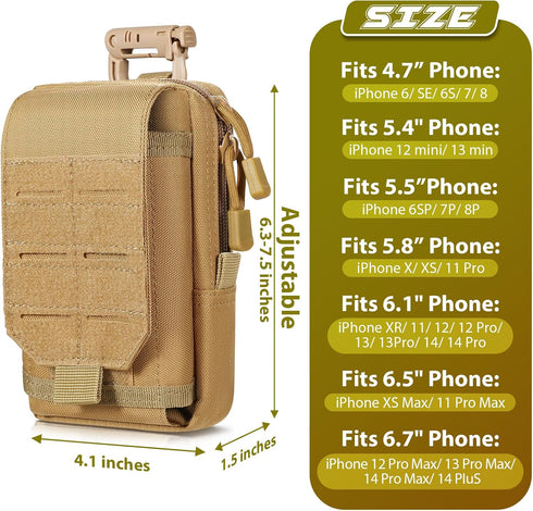 Tactical Molle Pouch, Cell Phone Holster, Small Utility EDC Pouch Gadget Organizer Bag