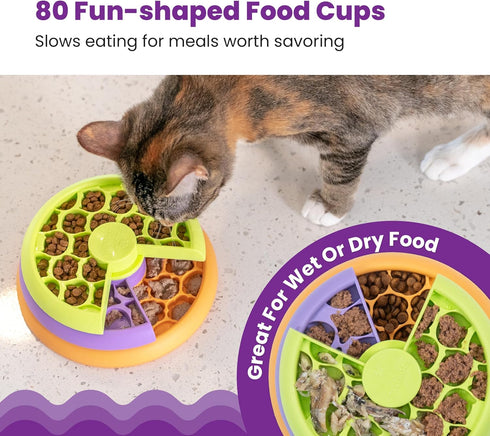 80+ Catstages Kitty Lickin' Layers Interactive Cat Slow Feeder Treat Puzzle Toy, Dry or Wet Food, Mental Stimulation