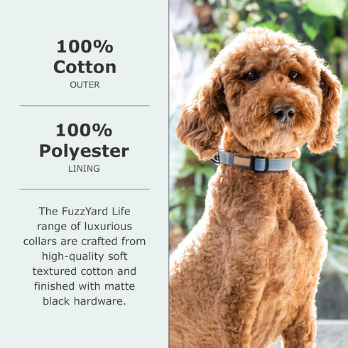 FuzzYard Life Stylish Dog Collars | Size M | Premium Cotton Design in Myrtle Green for Everyday Wear