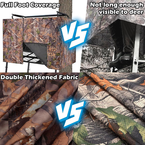 Hunting Tree Stand Blind Cover - 110'' X 40'' Camo Blind Cover for 2-3 Person Treestand, Outdoor Hunting Gear