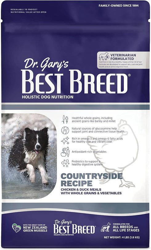 Best Breed Dr. Gary's Countryside Recipe, Natural Dry Dog Food for All Breeds, 4 lbs
