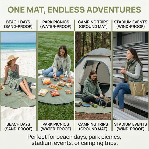 Generic 2-in-1 (30L Imaginovelty Picnic Blanket & Tote Bag - Large Waterproof Outdoor Beach Mat Capacity), Sandproof