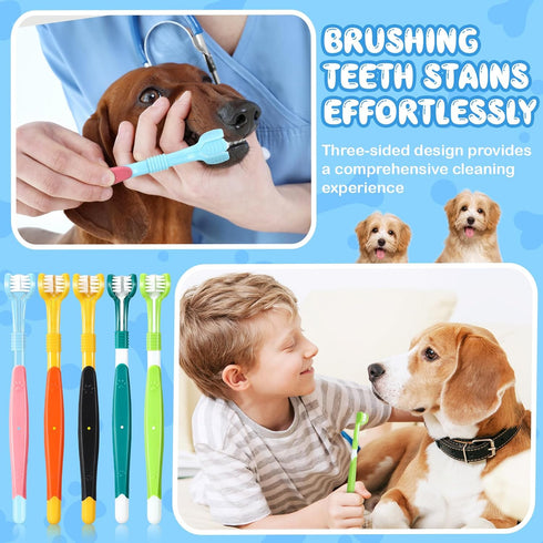 20 7 Inch 3 Vesici Pcs Dog Toothbrush Sided Pet Teeth Cleaning Brush Dental Care Suitable for Dog Most Pets Cat Puppy