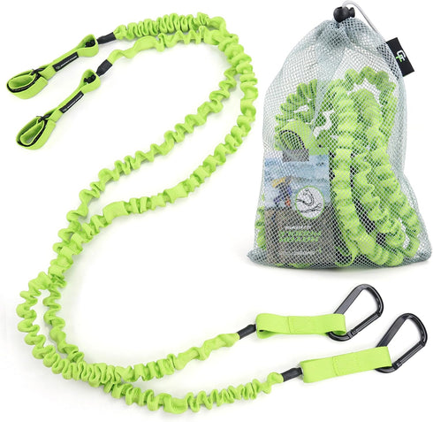 Gradient Fitness 2 Pack Kayak Paddle Leash - 5-8 Feet Stretchable Paddle Strap with Carabiner Secure Lanyard Rope