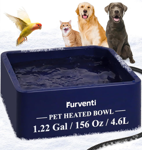 Heated Water Bowl for Dog Cat,1.22 Gallon,Outdoor Waterproof Heated Pet Water Dish