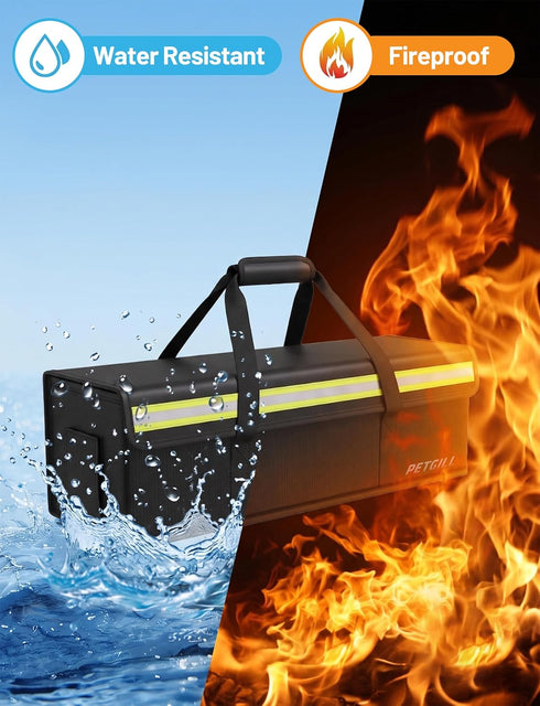 PETGILL 19.2x5.5x5.9Inches) E-Bike Battery Safe Bag Explosionproof - Large Capacity Fireproof Lipo Bag for Ebike