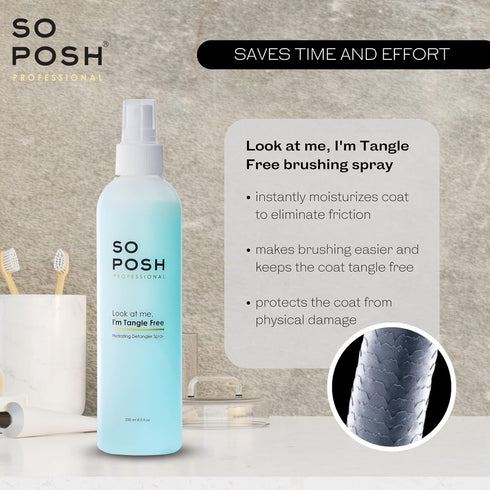 So Posh Look at Me Dog Detangler Spray, Bi-Phase Brushing Spray, 8.4 Oz