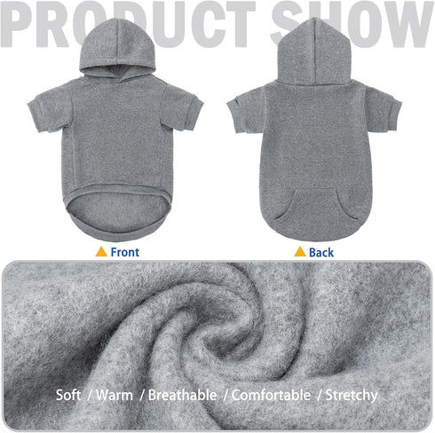 SCENEREAL Dog Hoodie Sweaters for Small Medium Large Dogs, Fleece Sweatshirt with Hat and Pocket, Grey (M)