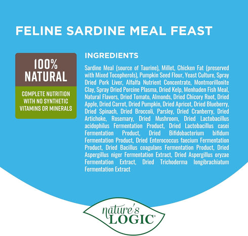 Nature's Logic Sardine Dry Cat Food, 3.3 lb (1 Pack)