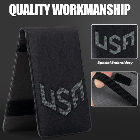 Golf Scorecard Holder & Yardage Book Cover, Premium Black Leather Golf Accessories