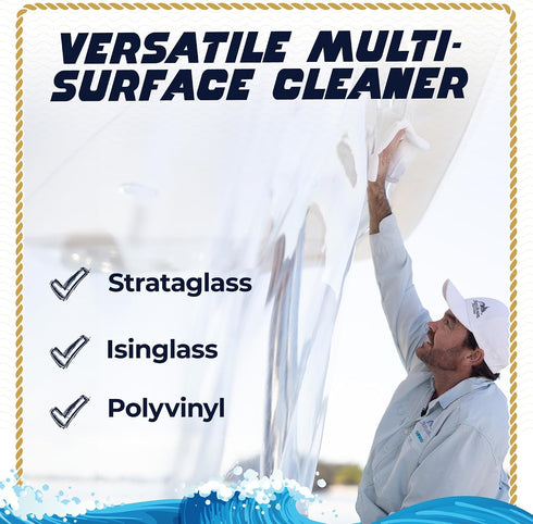16.9 oz Salty Captain Captain Clears Cleaner Marine Glass, Strataglass & Isinglass Cleaner Removes Dirt, Salt & Grime