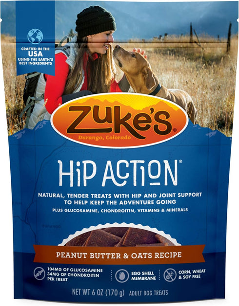 Zuke’s Hip Action, 6.0 OZ Bag - Hip And Joint Support, Soft And Chewy Natural Dog Treats