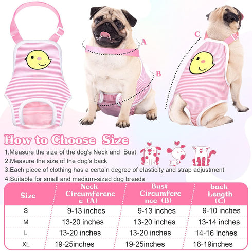 Nuanchu 3 Pcs Female Dog Diaper Sanitary Panties - Adjustable Washable Reusable Doggie Diapers for Small Medium Large