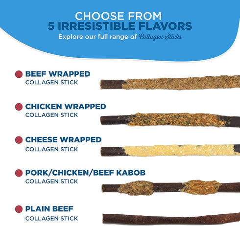 Best Bully Sticks All Natural Dog Chews - 6 Inch Chicken Wrapped Beef Collagen Sticks - USA Baked & Packed, Rawhide