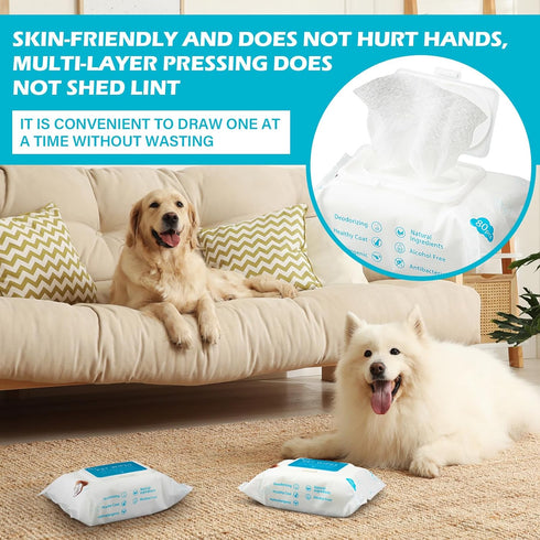 Treela 10 Packs of 800 Dog Wipes, Pet Grooming Supplies for Paws, Butt, Ear, Skin, Eye Cleaning, Coconut