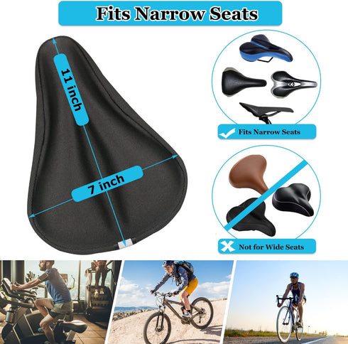 Gel Bike Seat Cover, Padded Bicycle Saddle Covers for Women & Men, Comfortable Exercise Bike Seat Cushion