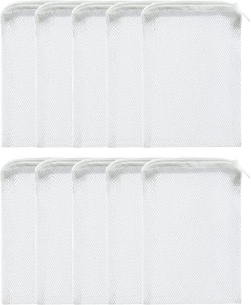 ALEGI 10 pcs Aquarium Filter Media Bags with Zipper, Reusable Mesh Bags for Aquarium Filter Media (6" x 4")