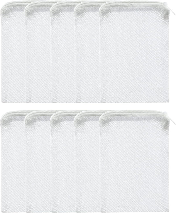 ALEGI 10 pcs Aquarium Filter Media Bags with Zipper, Reusable Mesh Bags for Aquarium Filter Media (6" x 4")