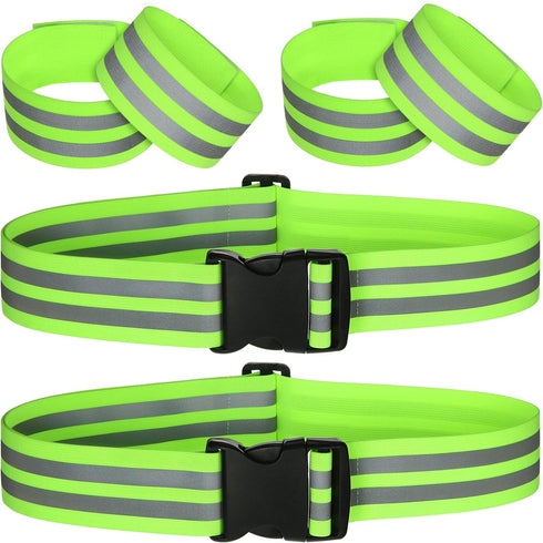 Hotop 6 Pieces Reflective Band Strap, High Visibility Safety Glow PT Belt for Arm, Wrist, Ankle, Leg Running Cycling