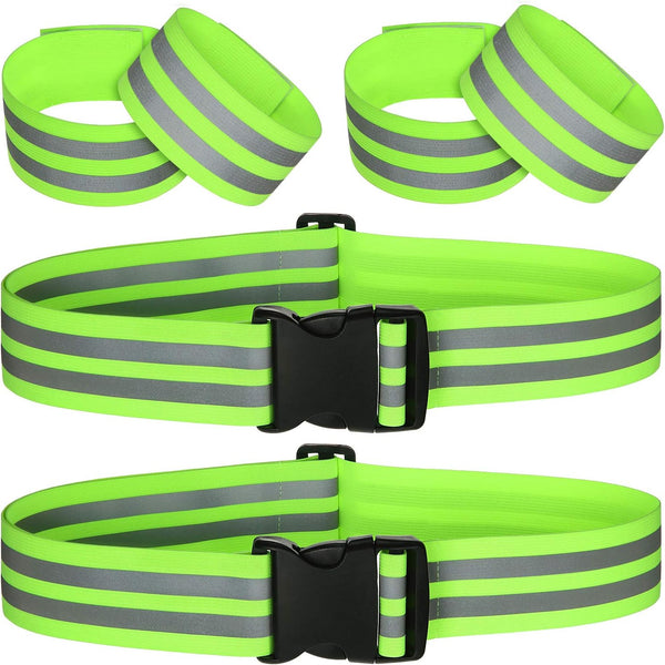 Hotop 6 Pieces Reflective Band Strap, High Visibility Safety Glow PT Belt for Arm, Wrist, Ankle, Leg Running Cycling