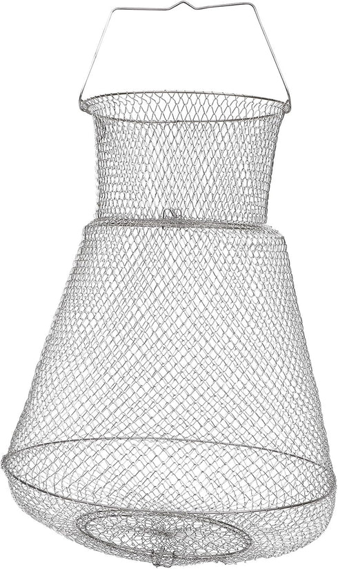 YARNOW Stainless Steel Fish Basket 28 Inch Folding Fishing Net Metal Fishing