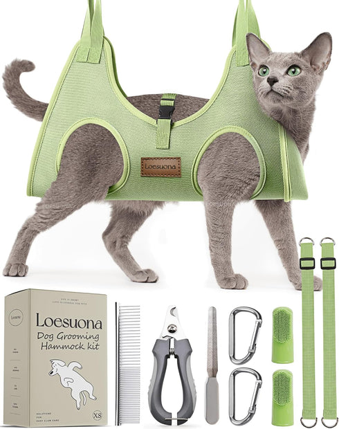 Dog Grooming Hammock for Nail Trimming, Dog Sling with Nail Clippers for Small Dogs, Hanging Harness for Grooming