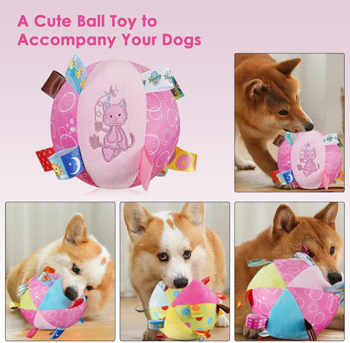 6-Inch Letalong Dog Squeaky Plush Toy with Straps, Soft Stuffed Ball with Cotton Material and Bell Built-in, Pet
