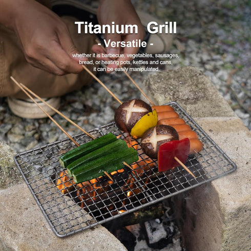 iBasingo Mini Outdoor Titanium Grill Mesh Net, Ultralight Baking Cooling Rack for Camping and Travel