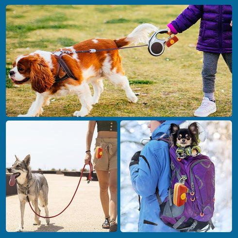 1 Dog Poop Bag Holder Zippered Pouch, Portable Dog Poop Bag Dispenser with Metal Clip, Fashion Color Matching Canvas