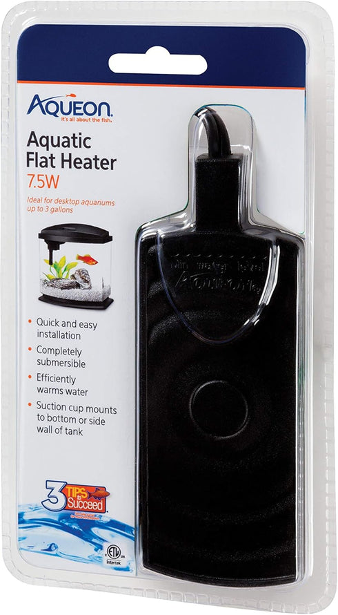 Aqueon Small Aquarium Submersible Mini Flat Heater, 7.5 Watts, for 2.5 to 5 Gallon Aquariums