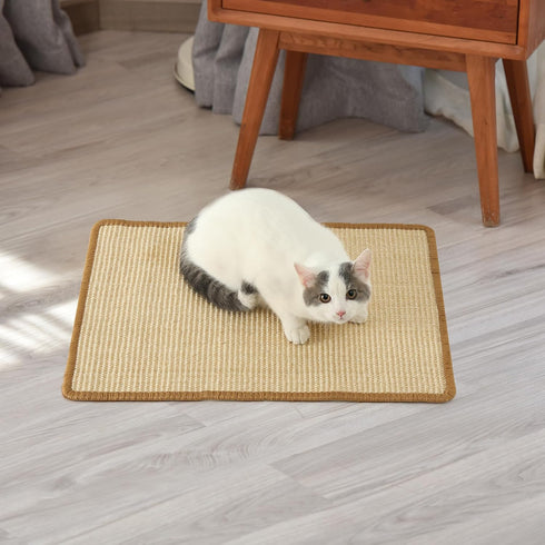 FUKUMARU Cat Scratcher Mat, 23.6 X 15.7 Inch Natural Sisal Mats, Horizontal Floor Scratching Pad, Protect Couch