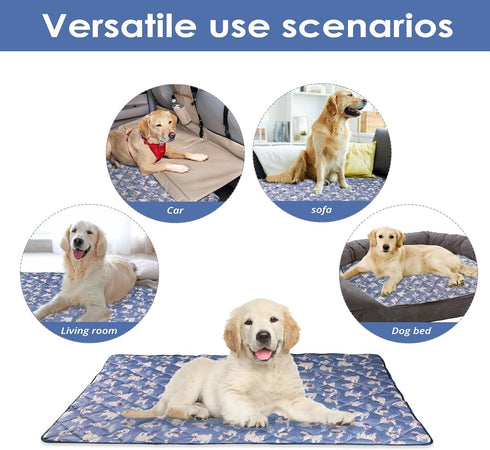 Langsprit Dog Cooling Mat, Washable Non-Toxic Cooling Pads for Dogs & Cats, Summer Sleeping Kennel Mats, Small Ice