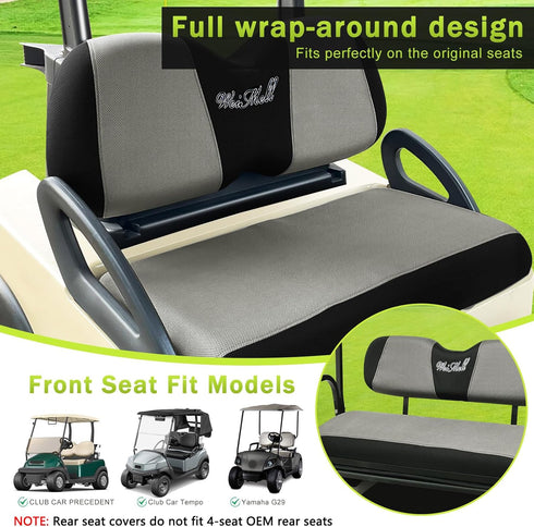 Set G29 Golf Cart Seat Covers Front and Rear Fit for Club Car Precedent Club Car Tempo Yamaha Front Seat Cushion