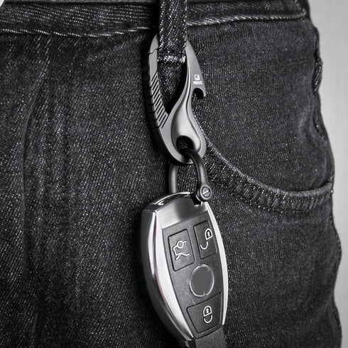 TISUR Titanium Carabiner Key Holder - Anti-Lost Quick Release Heavy Duty Bottle Opener Car Key Chain for Men