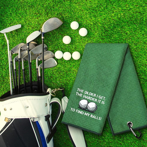 The Older I Get The Harder It is to Find Embroidered Golf Towel, Funny Golf Accessories for Men