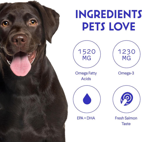 Fish Oil For Dogs - Omega 3 from Alaskan Salmon, Cod & Krill Oil - 16 oz Pet Liquid Supplement