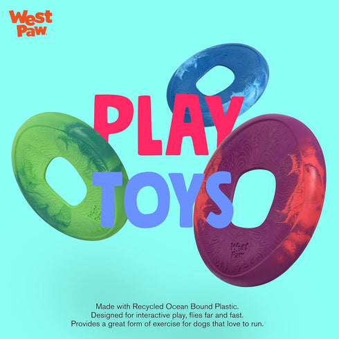 WEST PAW Seaflex Sailz Flying Disc Dog Toy – Eco-Friendly Zogoflex for Moderate Chewers, Hibiscus