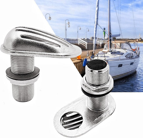 Stainless Steel 316 Boat Intake Strainer, Thread Thru-Hull Marine Pump Hose Fitting with Rubber Washer Gaskets