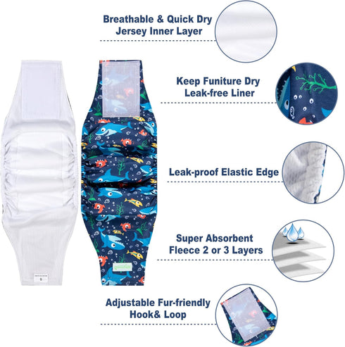 Size(5 Pack wegreeco Small Dog Diapers Male,Reusable Belly Bands for Male Dogs,Washable Doggie Puppy Diapers