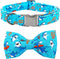 Shark Print Bowtie Dog Collar for Boys, Soft Durable Adjustable Collars for X-Small Puppies