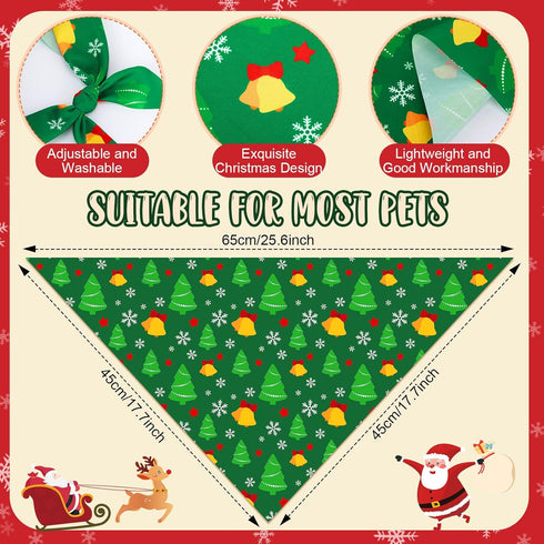 60 (25.6 17.7 17.7 Inch) Chunful Pcs Christmas Bandanas for Dogs Xmas Bandanas Bulk with Santa Snowflake Candy Cane
