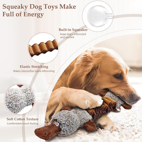 Squeaky Dog Toys, Interactive Tug of War Puppy Toys, Funny Plush Chew Toys for All Dog Sizes