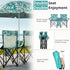 2 Double Camping Chairs with Umbrella, Portable Seat Folding Camp Chair with Cooler Bag, Beverage Holder, Carrying Bag